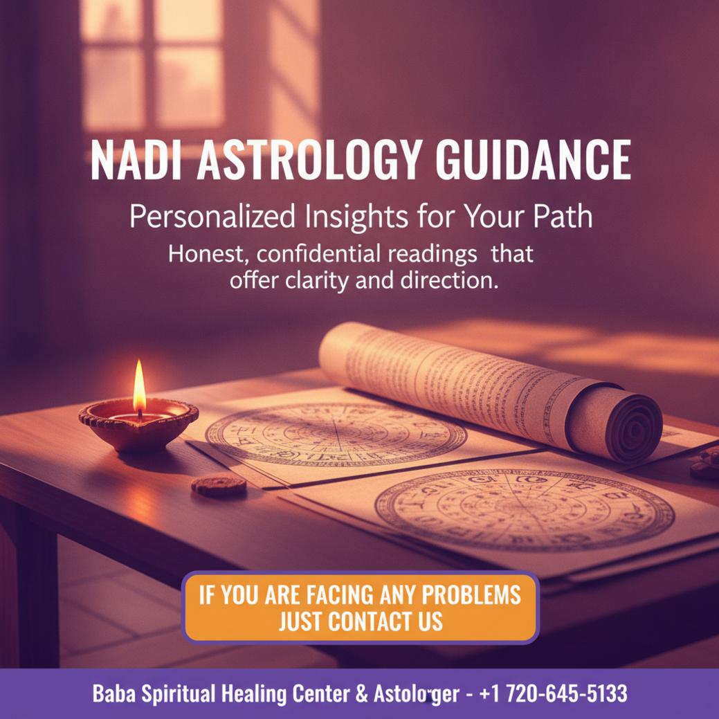 Nadi astrology palm leaf manuscripts on table with lamp Highlands Ranch