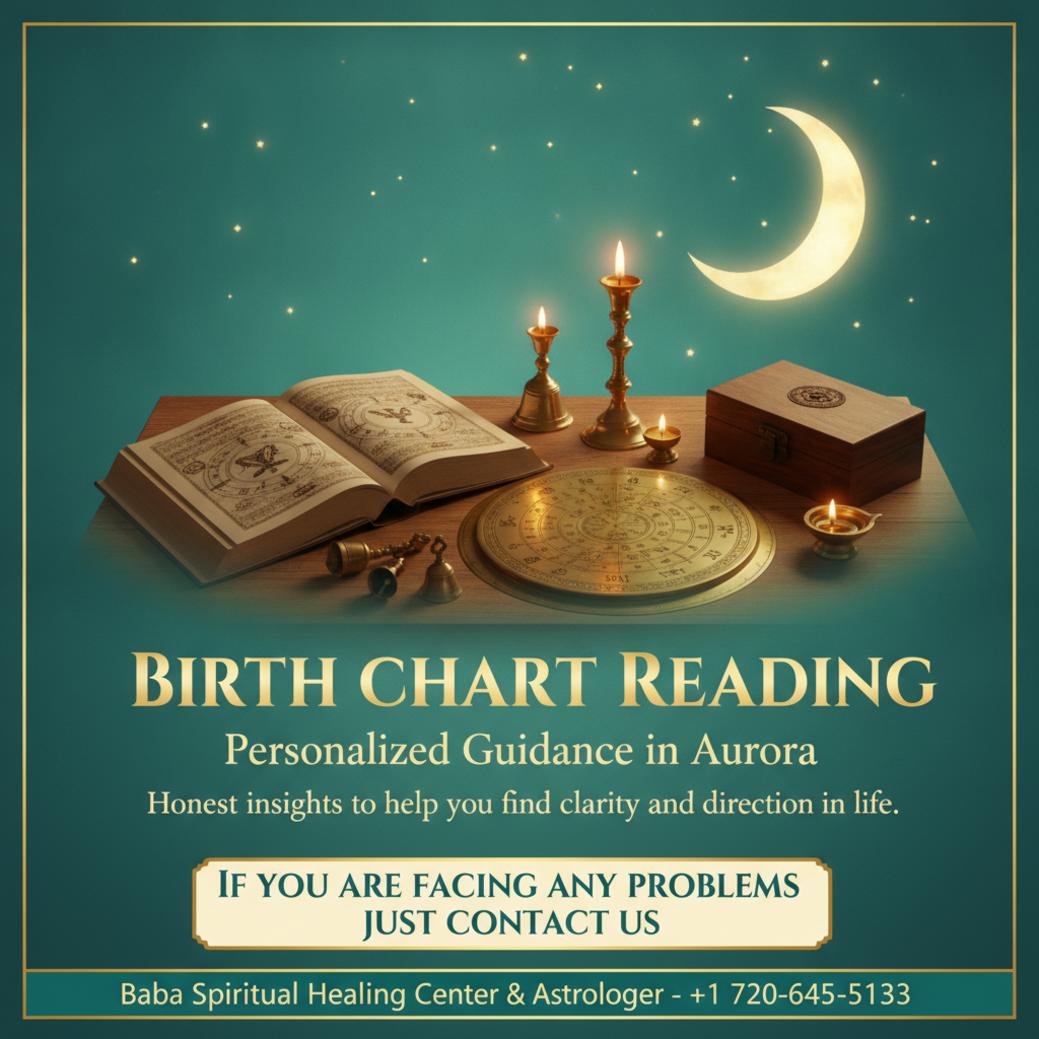 Vedic birth chart reading tools on wooden table in Aurora, CO