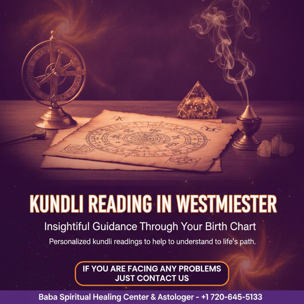 Kundli reading birth chart on desk with spiritual tools Westminster