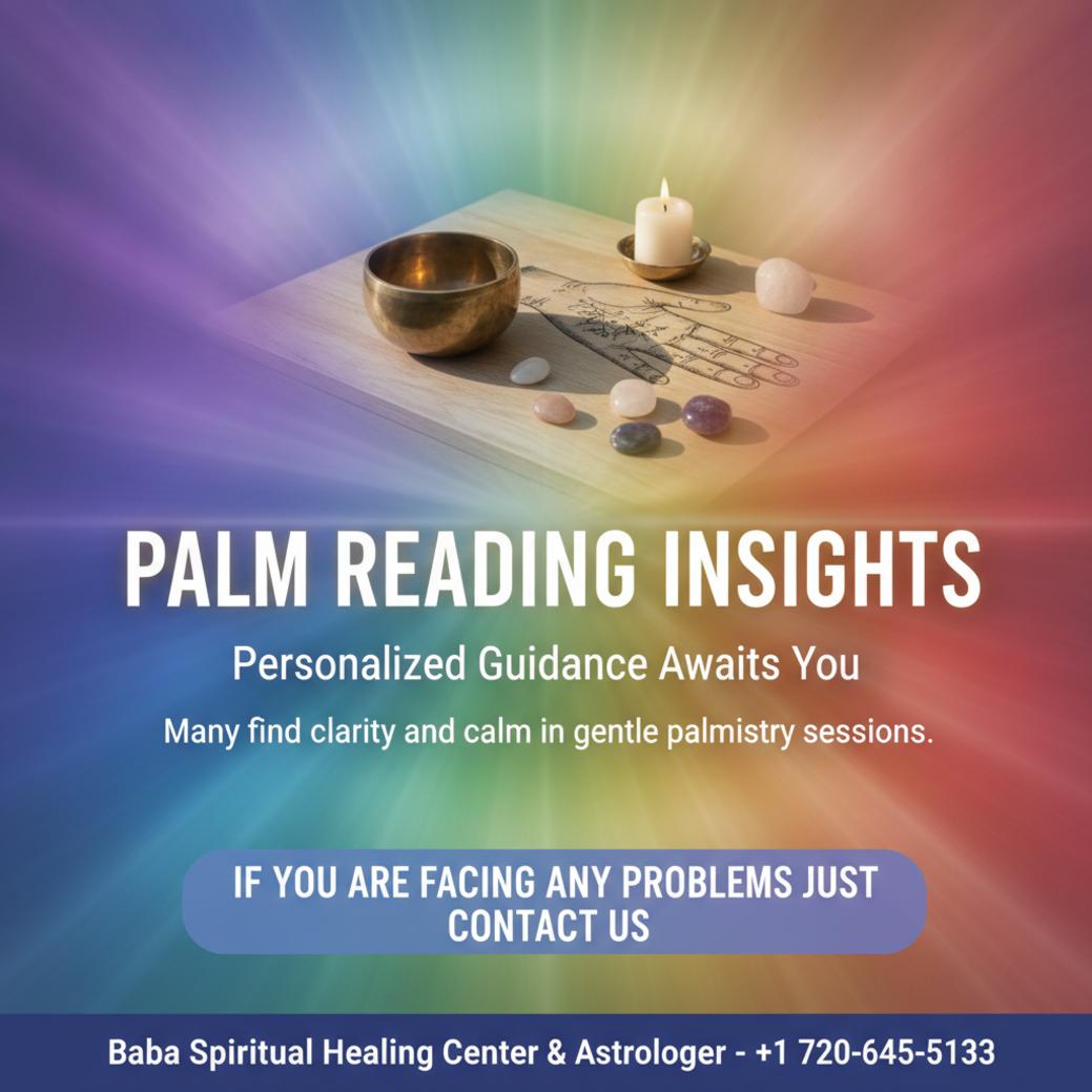 Palm reading tools and spiritual items on wooden table in Highlands Ranch