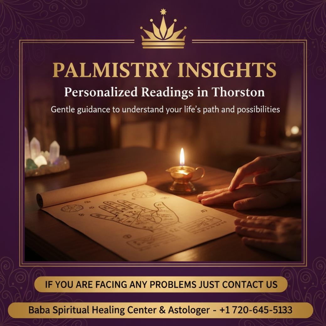 Close up of palmistry chart and lamp glowing softly, Thornton, CO